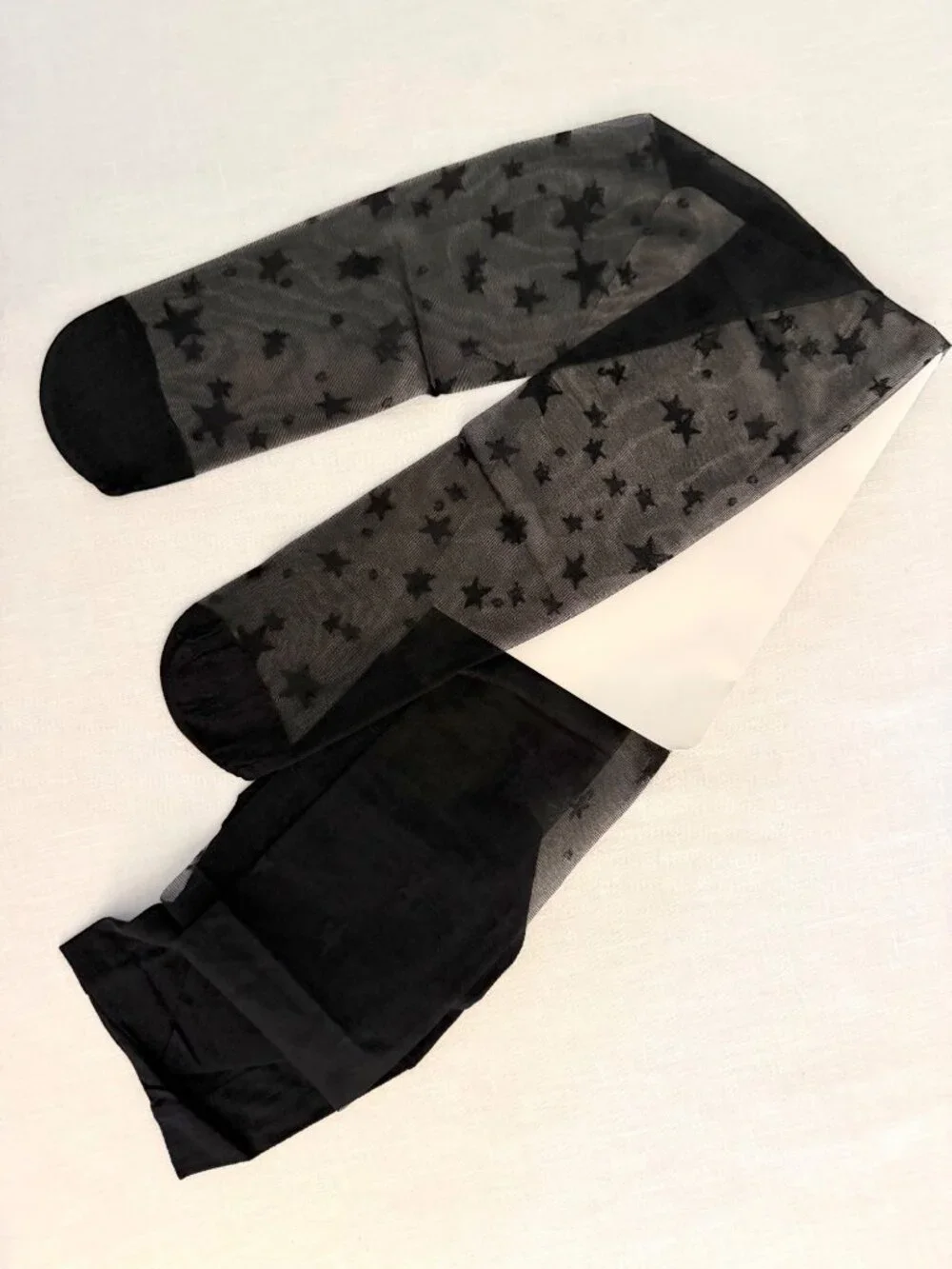 Black Star Sheer Tights One Size Theater Dance Mesh Polka Dot Hosiery